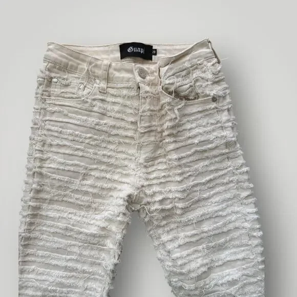 GUAPI 28inch‼️ Guapi Jeans Mens sz 28 Distressed Flare Pants Ripped Shredded Designer